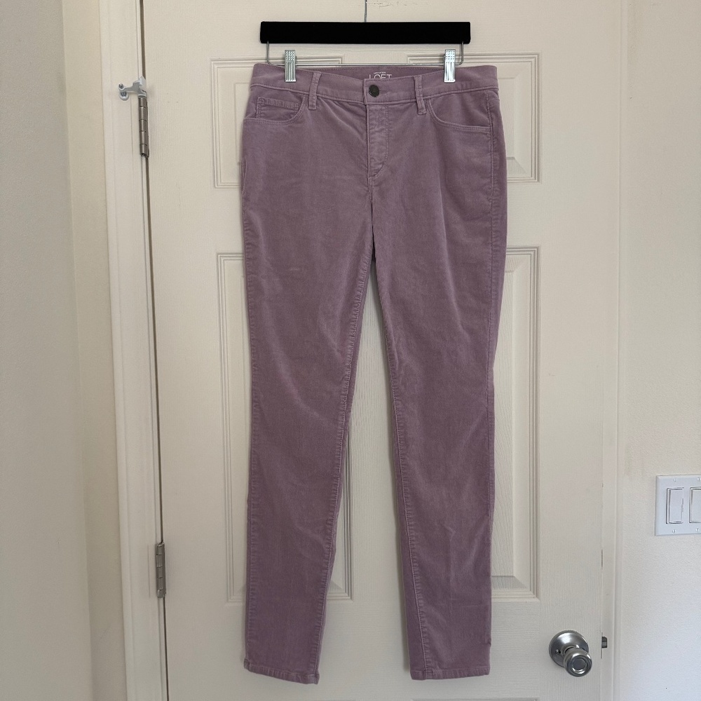 Ann Taylor Loft Modern Skinny Corduroy Pants Lavender Women's Size 8